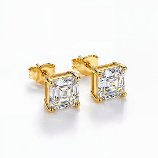 CHATUR Stud Earrings - Silver - Gold - Moissanite