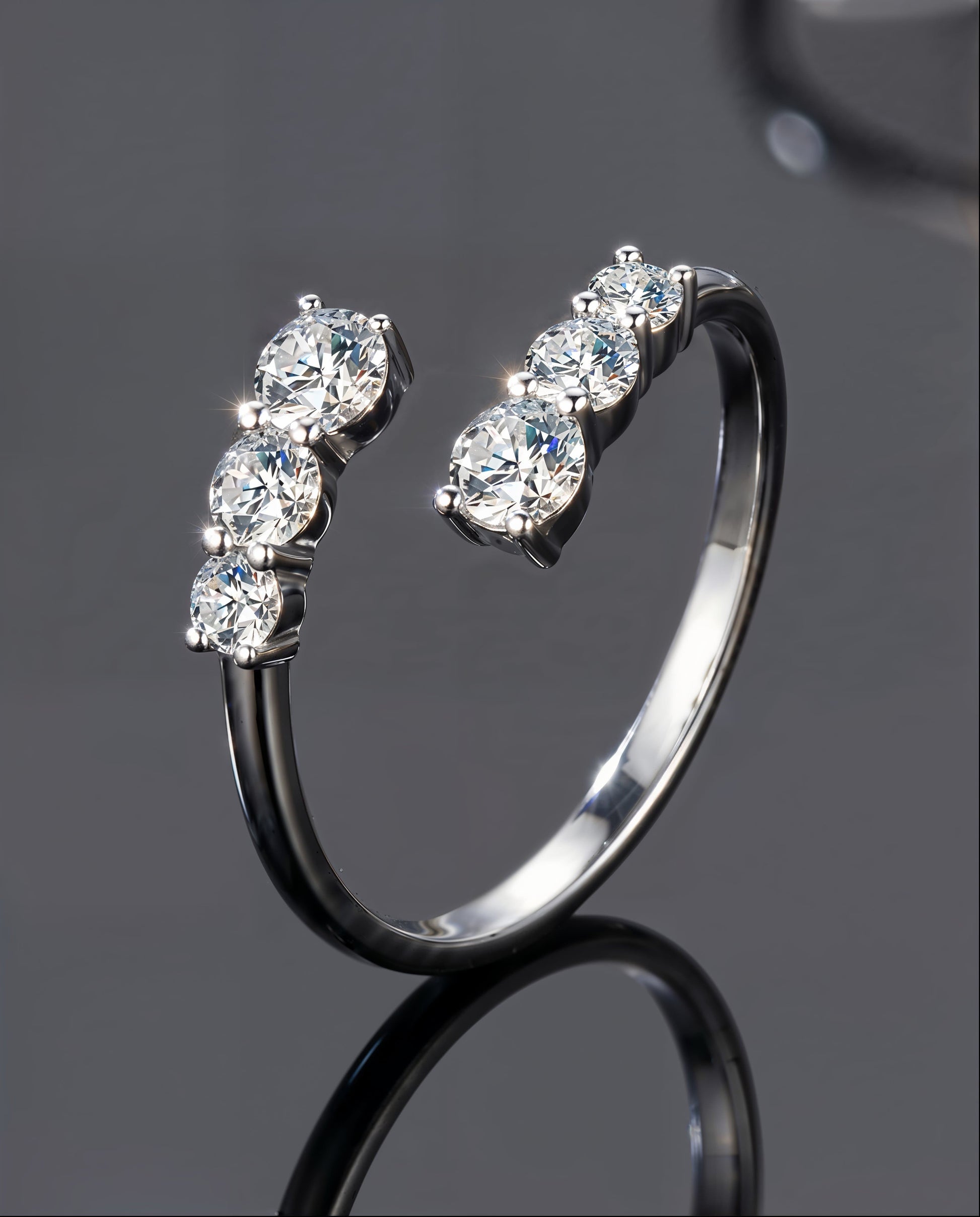 HEXIS - Moissanite Open Ring - Silver 925 | 925 Sterling Silver | Lexan