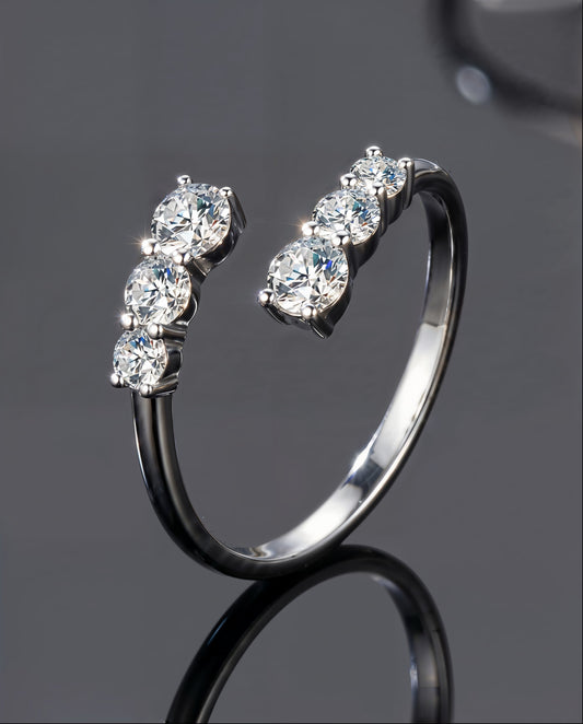 HEXIS - Moissanite Open Ring - Silver 925 | 925 Sterling Silver | Lexan