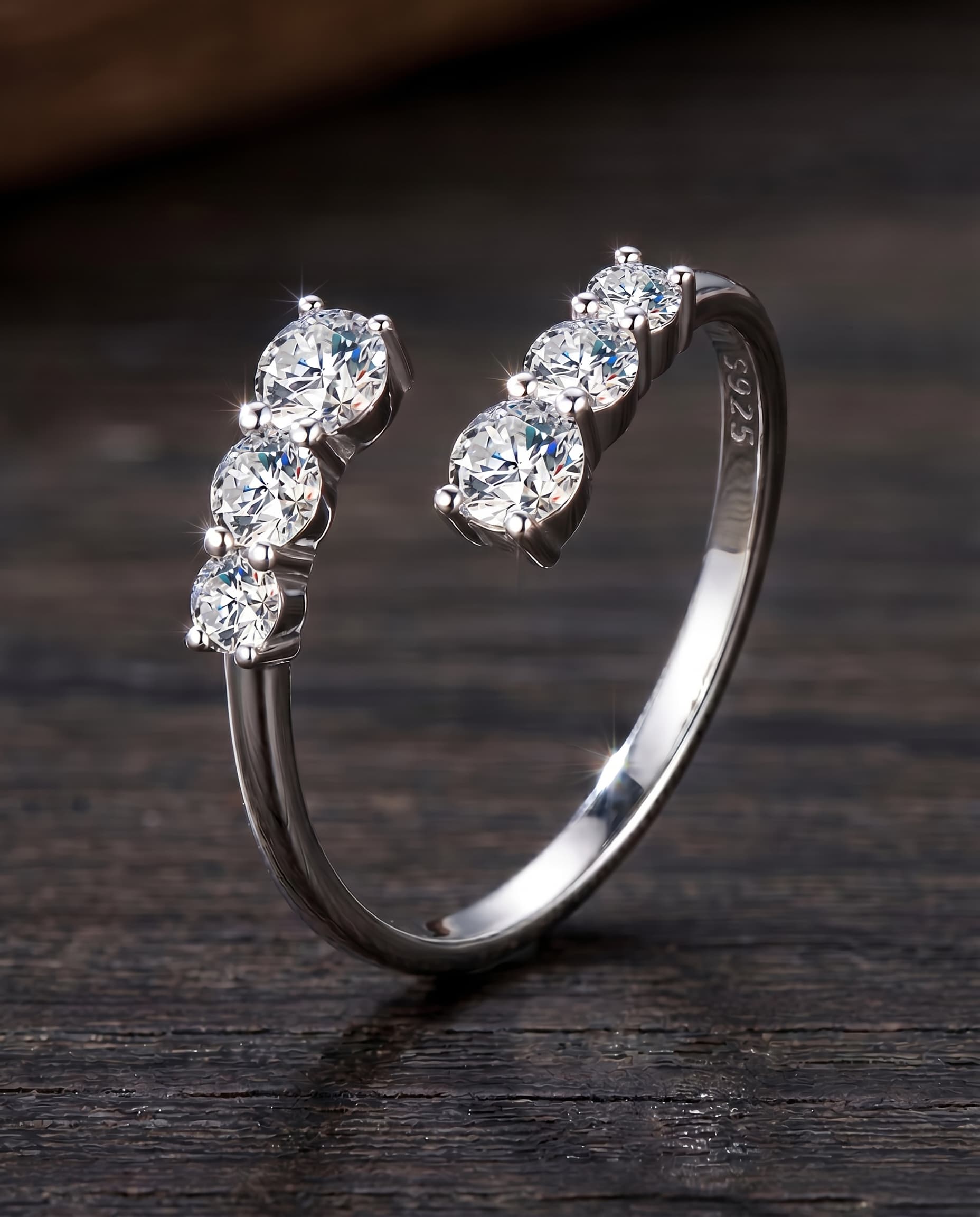HEXIS - Moissanite Open Ring - Silver 925 | 925 Sterling Silver | Lexan