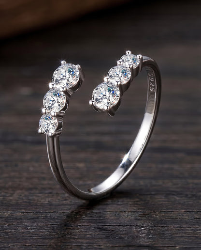 HEXIS - Moissanite Open Ring - Silver 925 | 925 Sterling Silver | Lexan