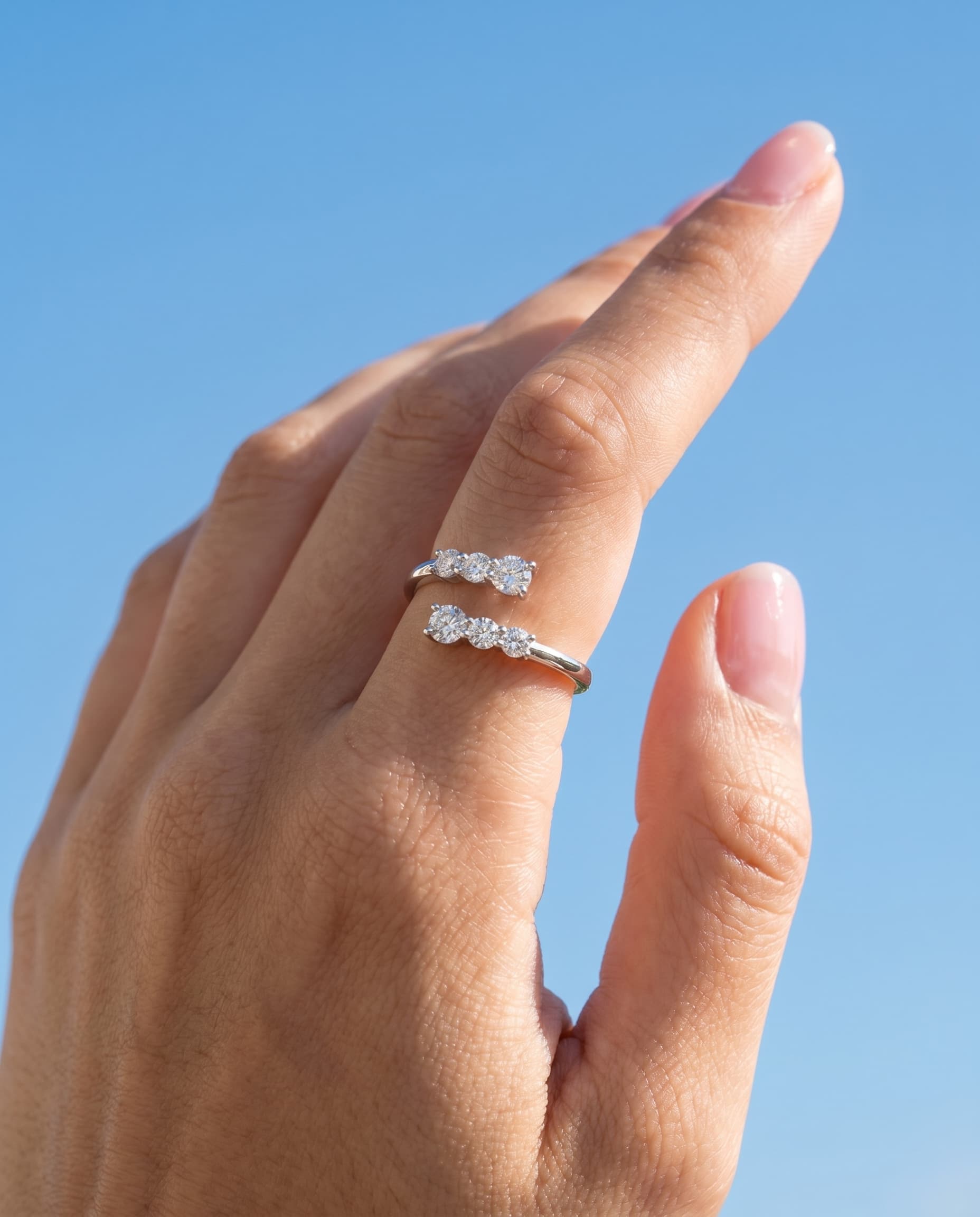HEXIS - Moissanite Open Ring - Silver 925 | 925 Sterling Silver | Lexan