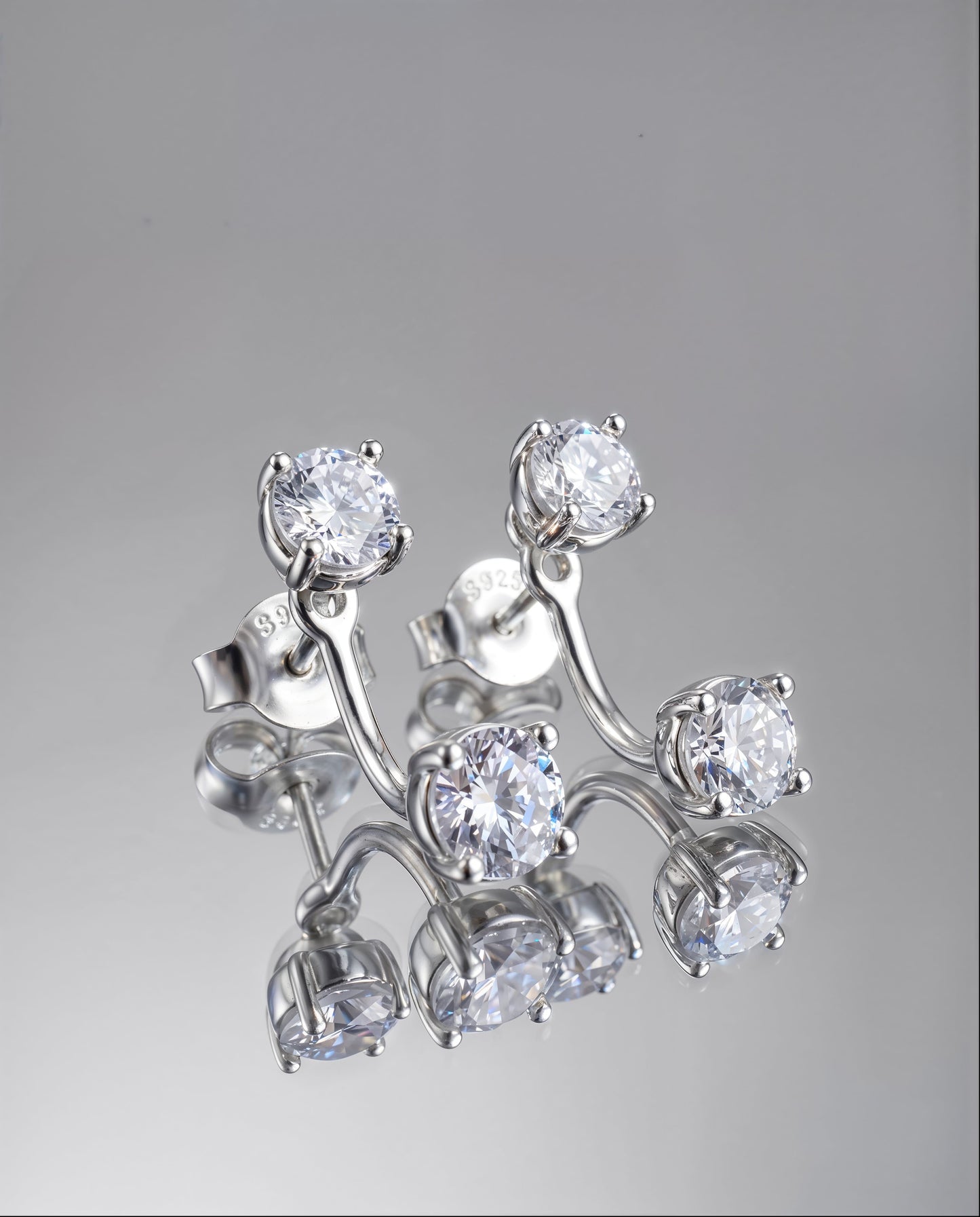 STARLEX - Moissanite Ear Jacket Earrings - Silver 925 | 925 Sterling Silver | Lexan