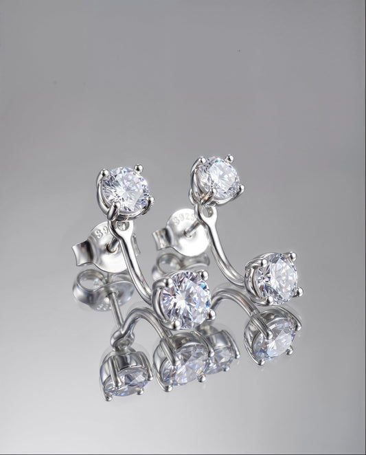 STARLEX - Moissanite Ear Jacket Earrings - Silver 925 | 925 Sterling Silver | Lexan