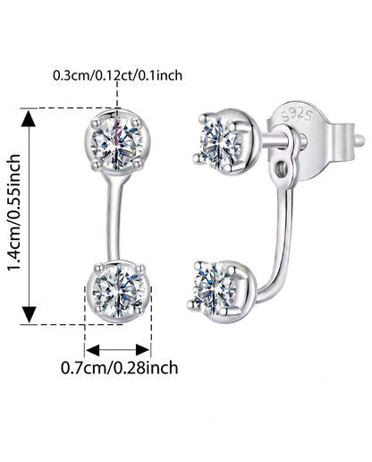 STARLEX - Moissanite Ear Jacket Earrings - Silver 925 | 925 Sterling Silver | Lexan