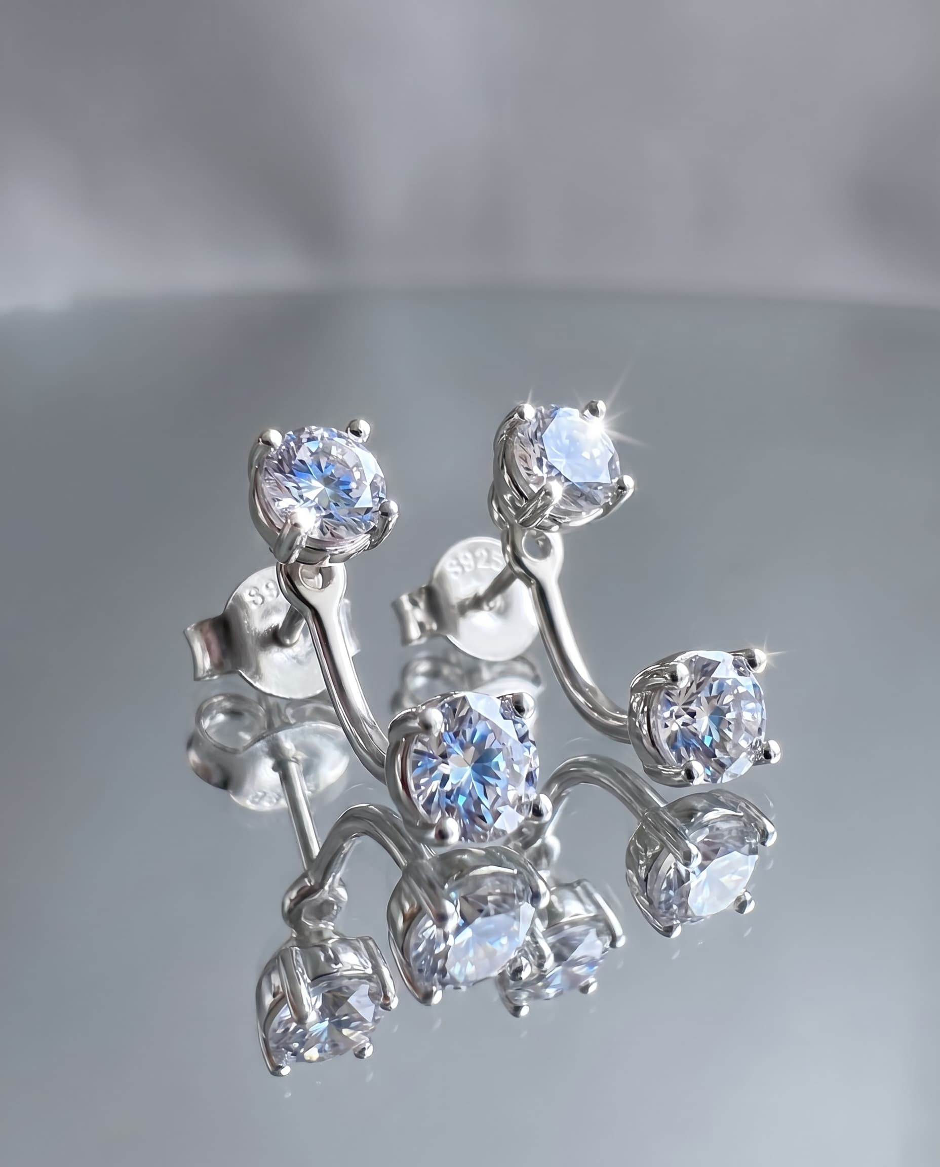 STARLEX - Moissanite Ear Jacket Earrings - Silver 925 | 925 Sterling Silver | Lexan