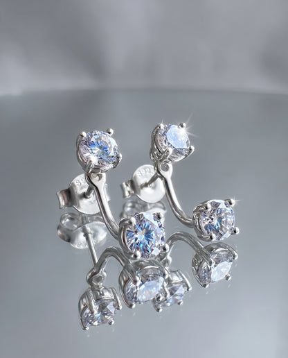 STARLEX - Moissanite Ear Jacket Earrings - Silver 925 | 925 Sterling Silver | Lexan