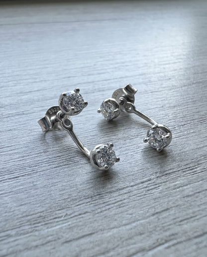 STARLEX - Moissanite Ear Jacket Earrings - Silver 925 | 925 Sterling Silver | Lexan