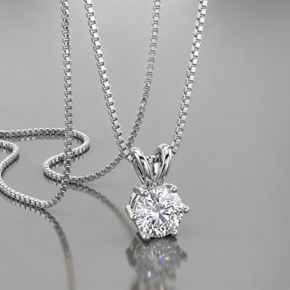 VENUS - Moissanite Pendant Necklace - Silver | 925 Sterling Silver | Lexan