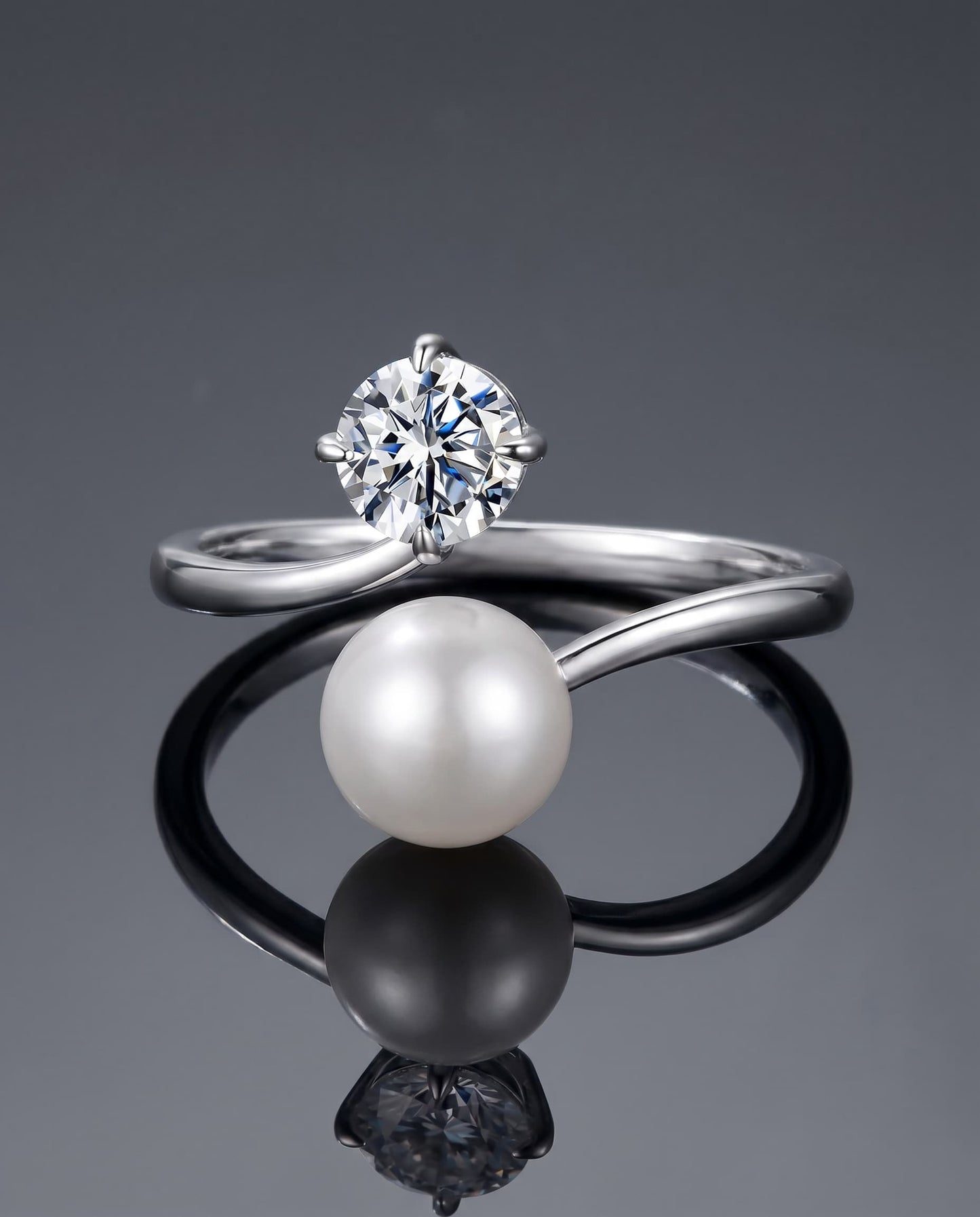 LUNA - Moissanite & Pearl - Silver 925 | 925 Sterling Silver | Lexan