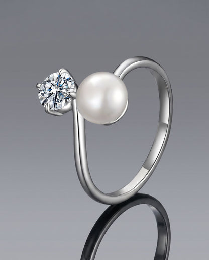 LUNA - Moissanite & Pearl - Silver 925 | 925 Sterling Silver | Lexan