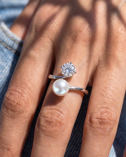 LUNA - Moissanite & Pearl - Silver 925 | 925 Sterling Silver | Lexan