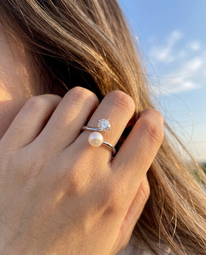 LUNA - Moissanite & Pearl - Silver 925 | 925 Sterling Silver | Lexan