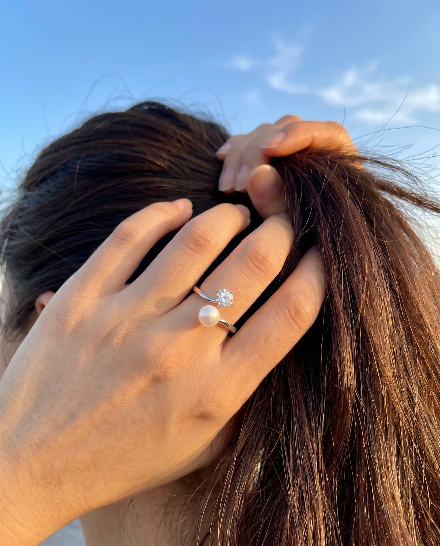 LUNA - Moissanite & Pearl - Silver 925 | 925 Sterling Silver | Lexan