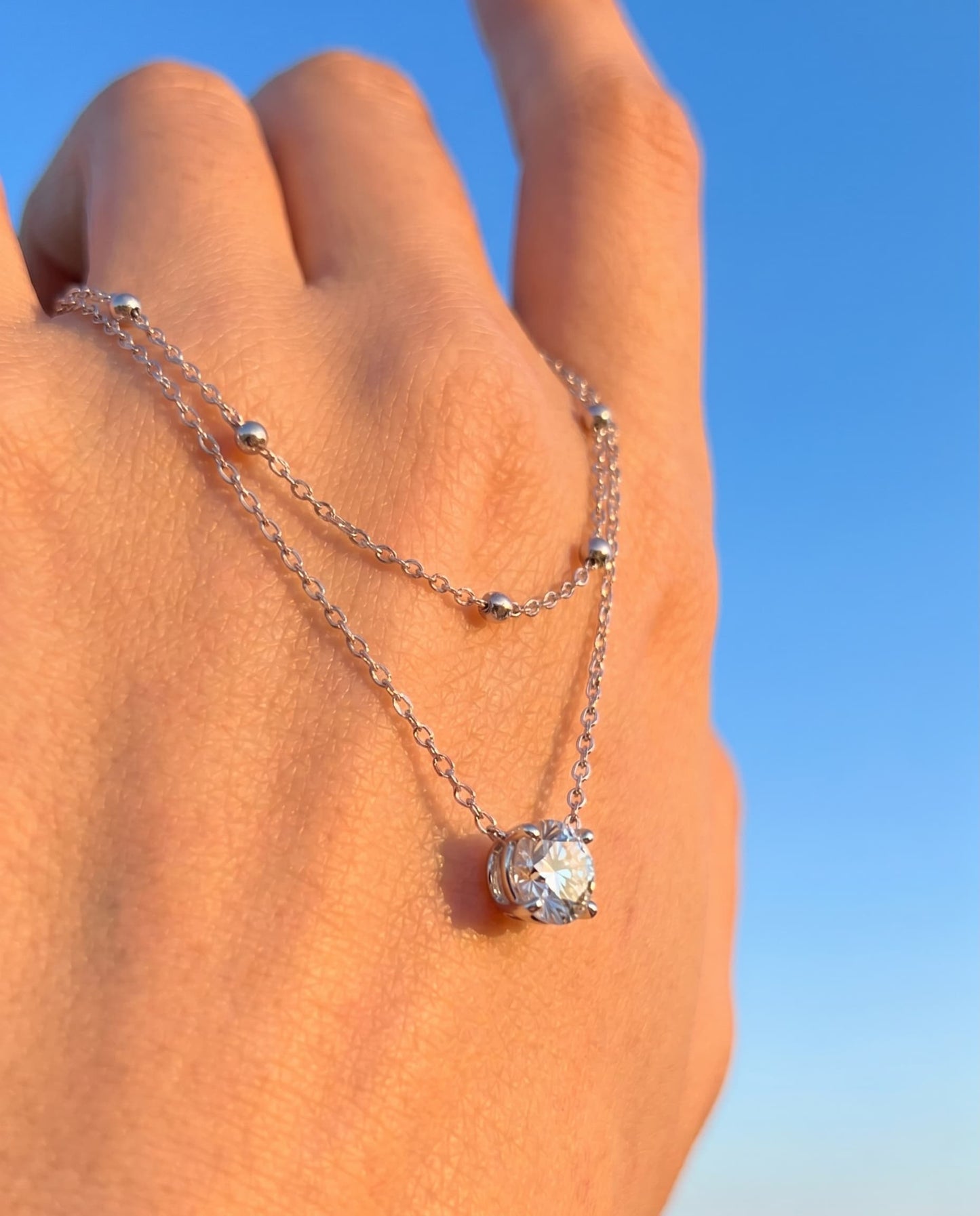 ECLIPTIC - Moissanite Necklace - Silver 925 | 925 Sterling Silver | Lexan