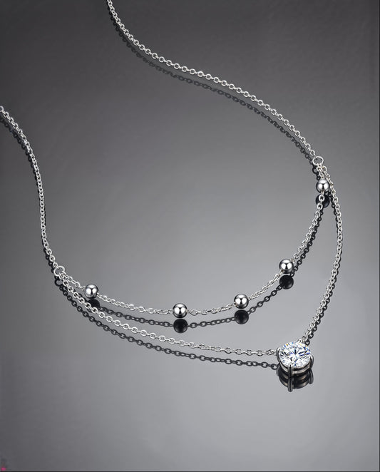 ECLIPTIC - Moissanite Necklace - Silver 925 | 925 Sterling Silver | Lexan
