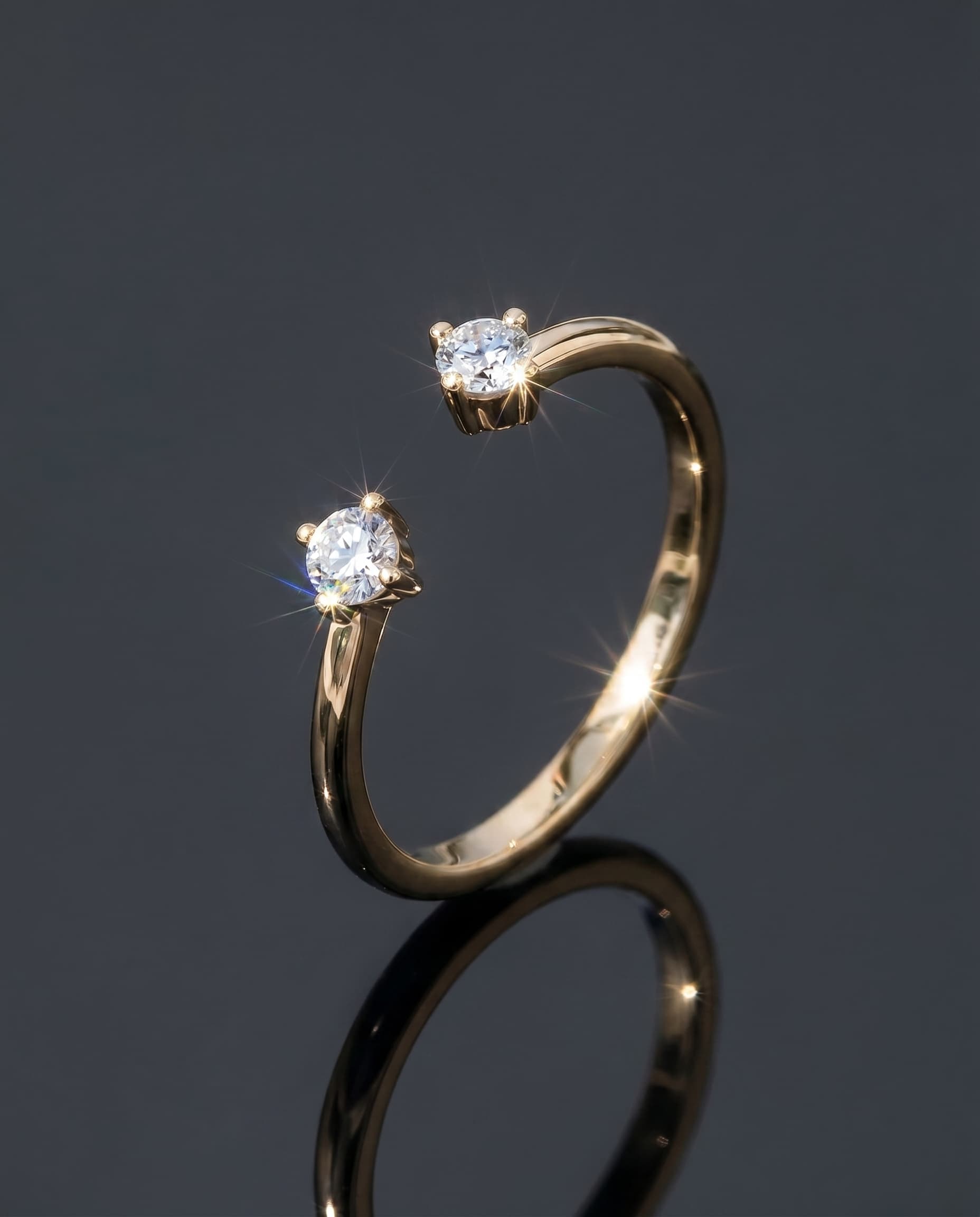 STARLEX - Moissanite Open Ring - Silver 925 | 925 Sterling Silver | Lexan