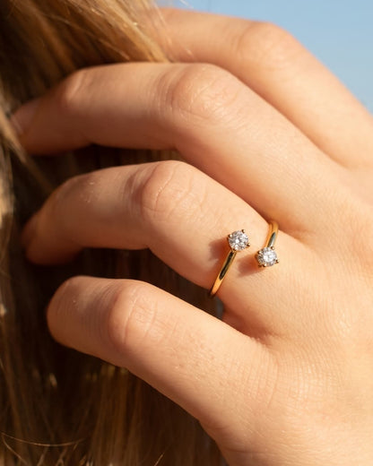 STARLEX - Moissanite Open Ring - Silver 925 | 925 Sterling Silver | Lexan